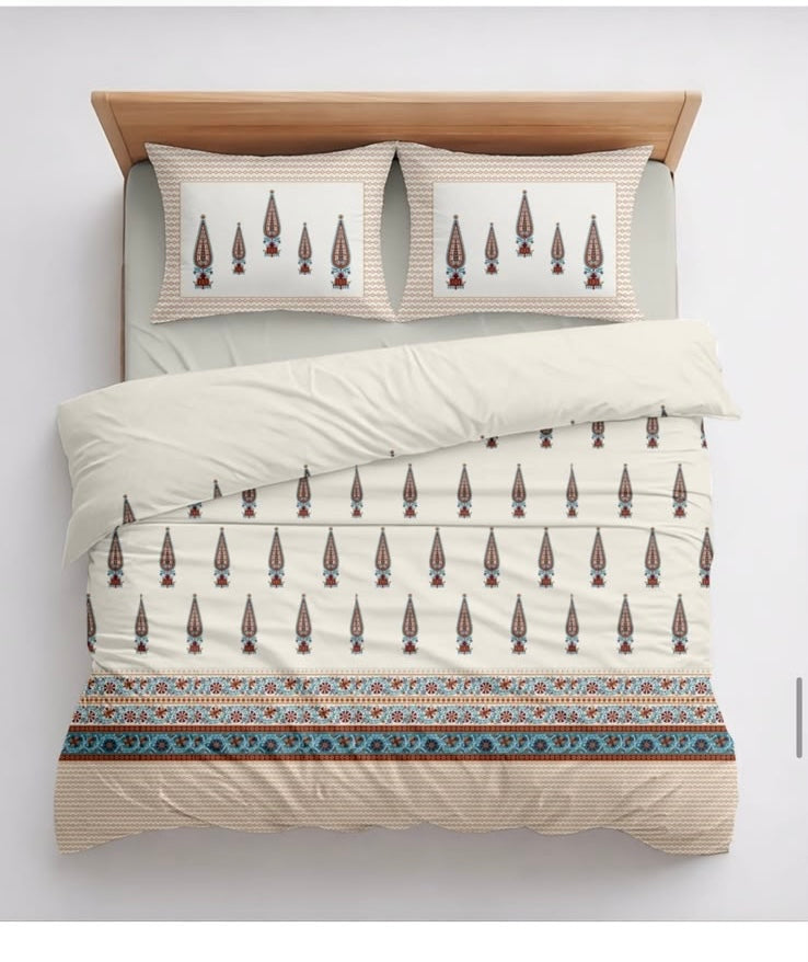 Homake King Size Pure Cotton Bedsheet Ajnaa Series 200TC