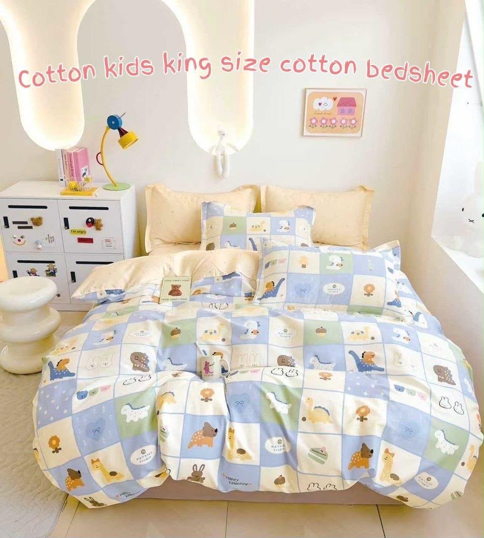 Homake Kids Pure Cotton Bedsheet(270 m x 270 m) with 2 Pillow Covers