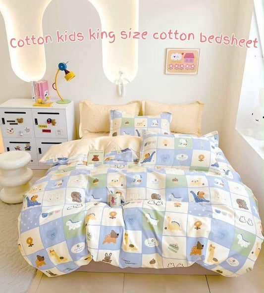 Homake Kids Pure Cotton Bedsheet(270 m x 270 m) with 2 Pillow Covers