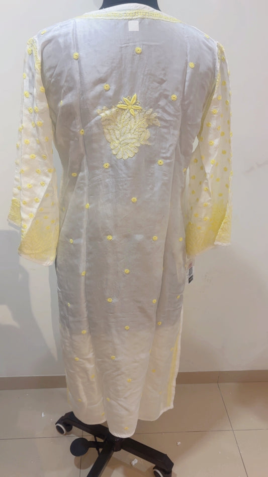 Idara_Designs Lucknowi Chikankari Kurti with Keel Work Embroidery(Size-42)