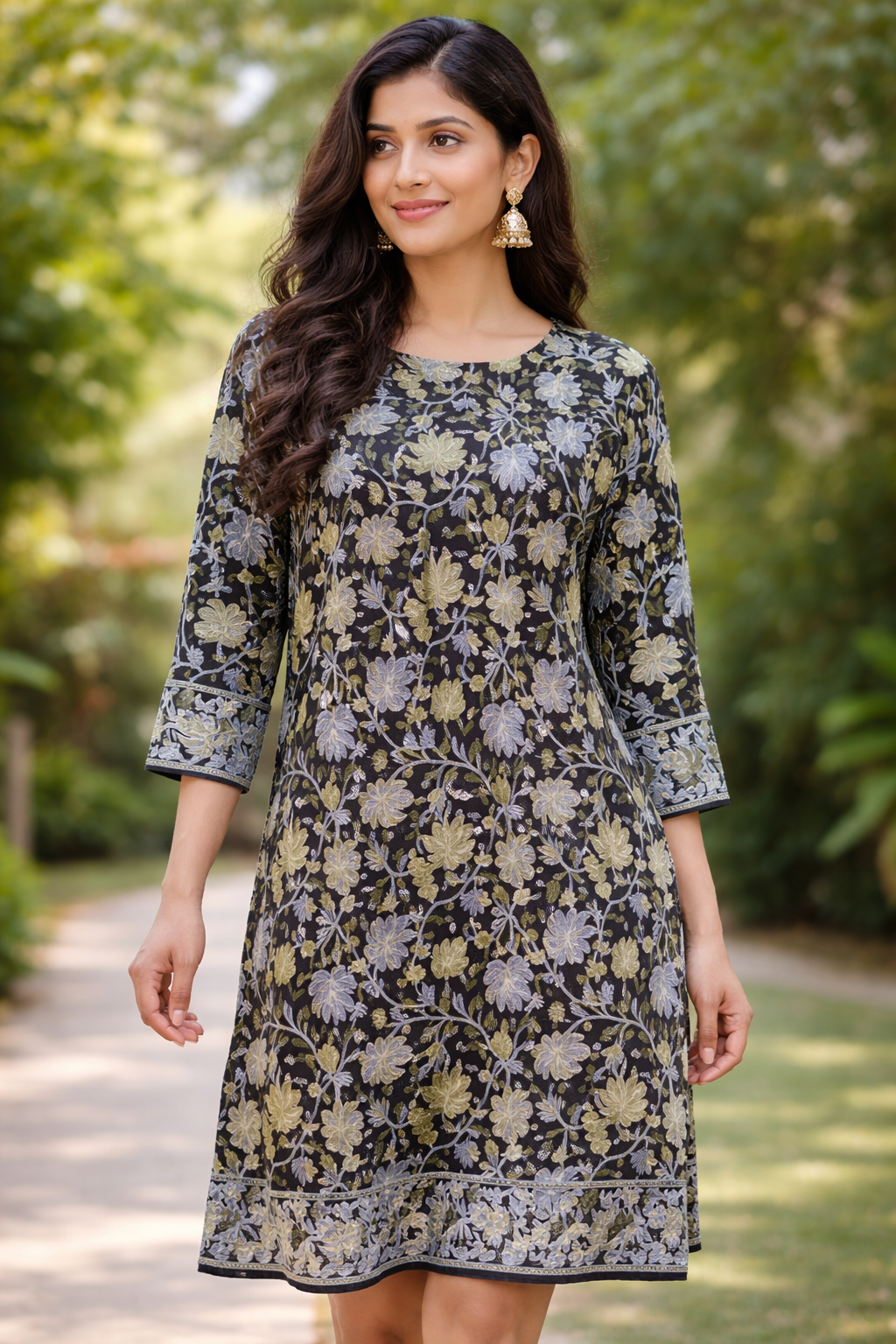 Idara_Designs Kashmiri Georgette Knee Length Kurti (XXL Size 46)