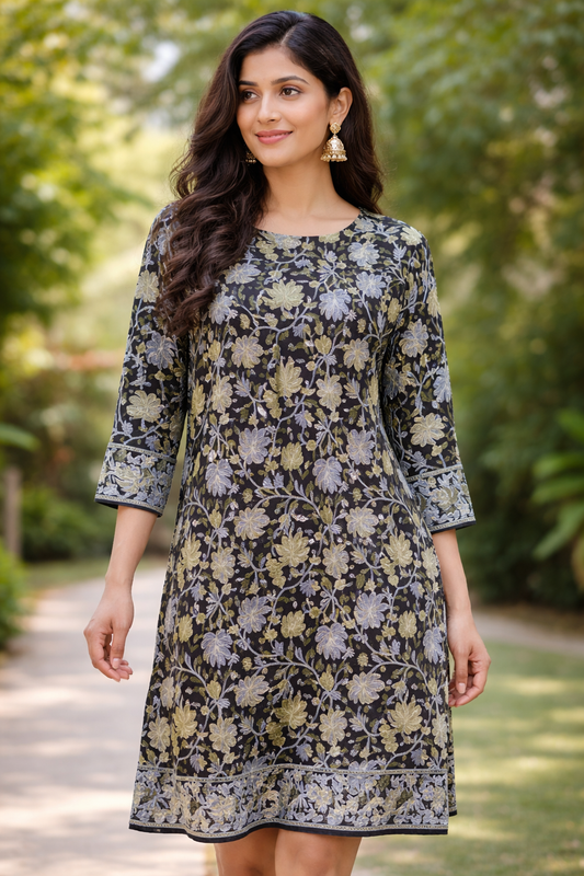 Idara_Designs Kashmiri Georgette Knee Length Kurti (XXL Size 46)