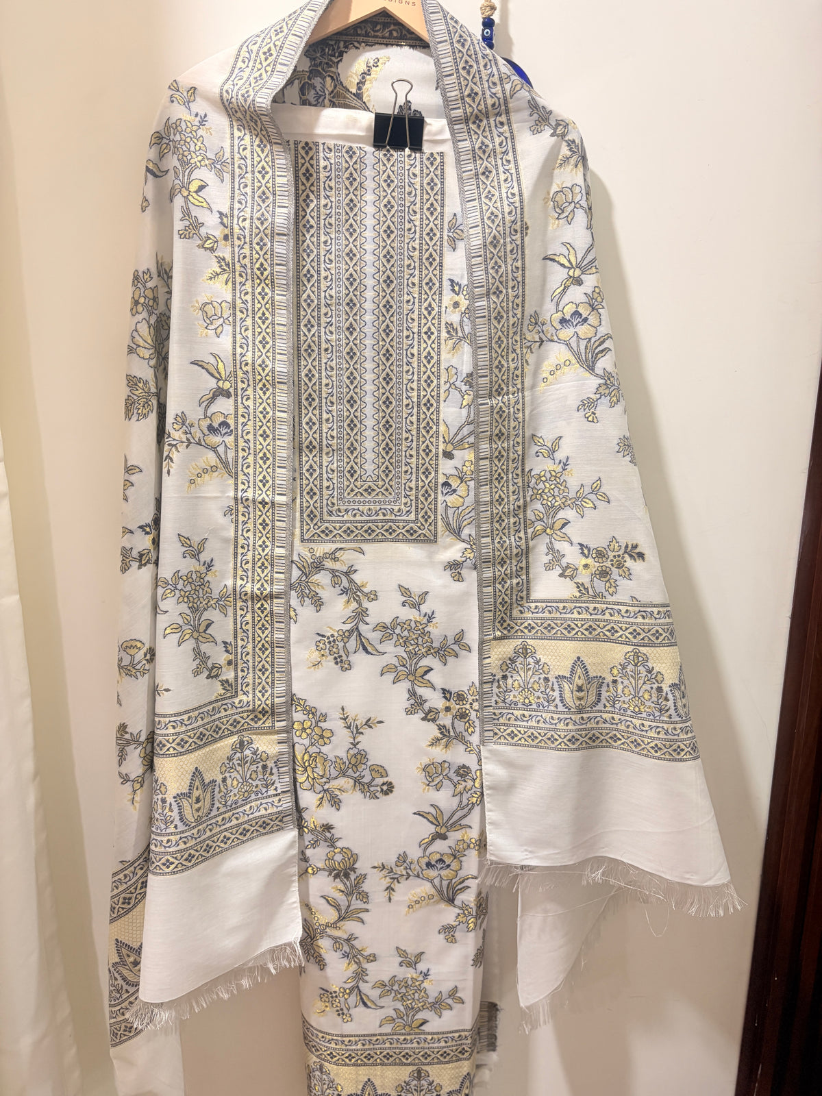 IdaradesignsxHomake Pure Silk Kani Embroidery Kashmiri Suit 3Pc ( Off-White)