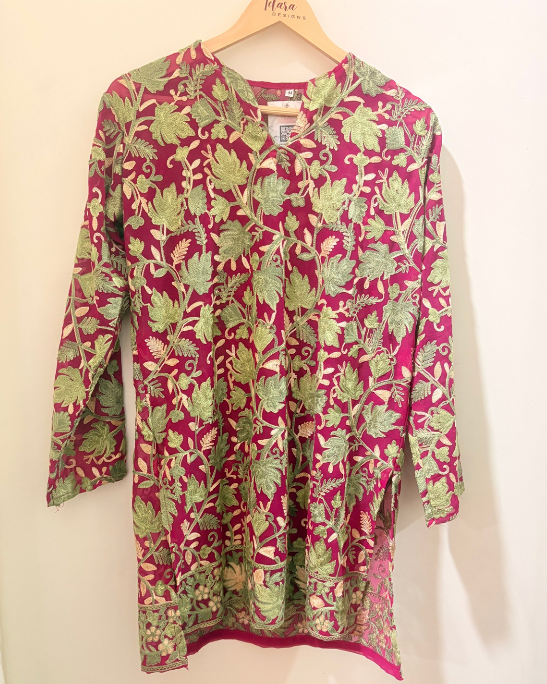 Idara_Designs Georgette Kashmiri Handwork Short Kurti(Size 44)